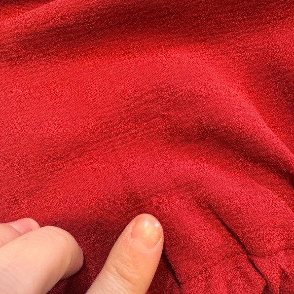 Madewell Texture & Thread Red V-Neck Wrap Blouse - Picture 11 of 11